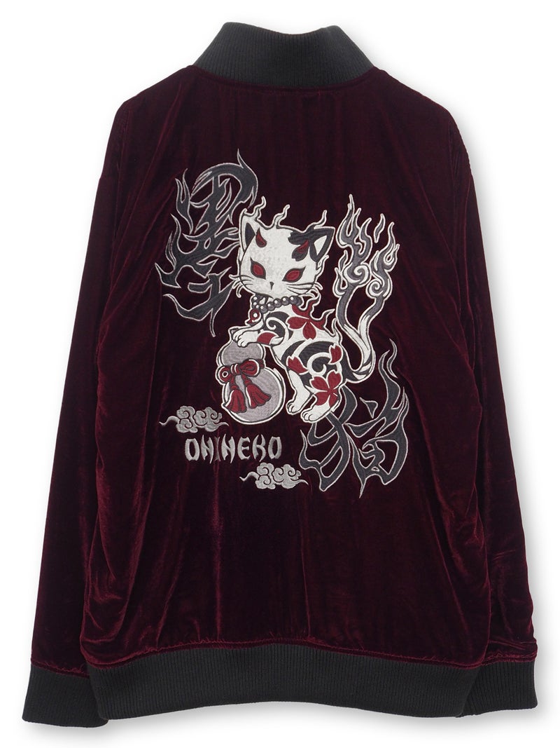 【SUMINEKO】“鬼猫”ベロア素材総刺繍ジャケット