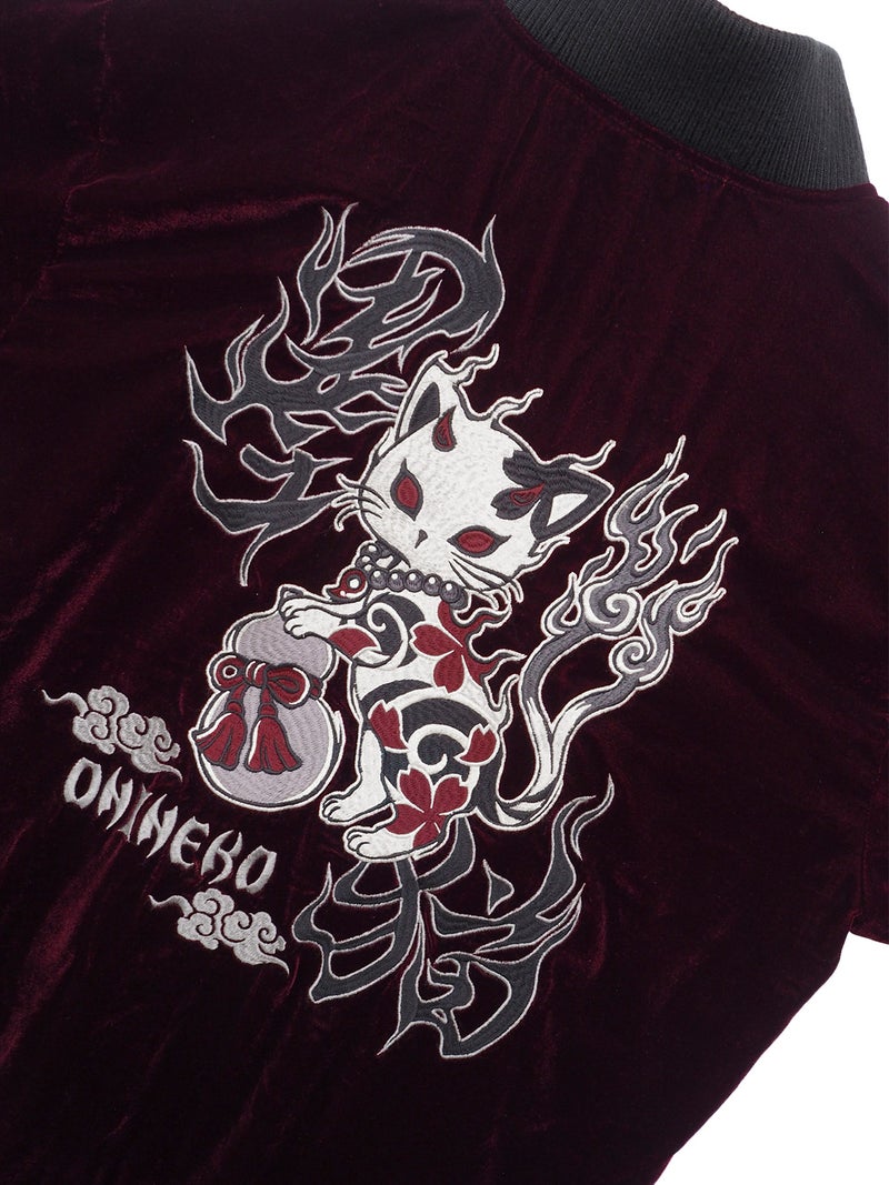 【SUMINEKO】“鬼猫”ベロア素材総刺繍ジャケット