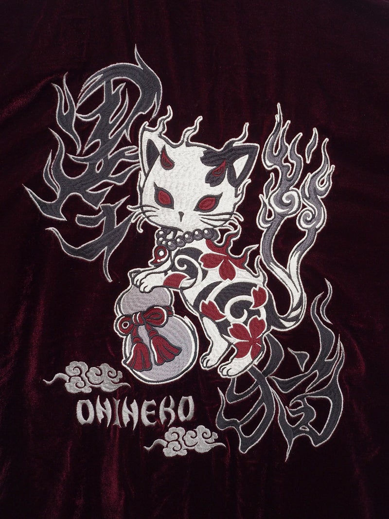 【SUMINEKO】“鬼猫”ベロア素材総刺繍ジャケット
