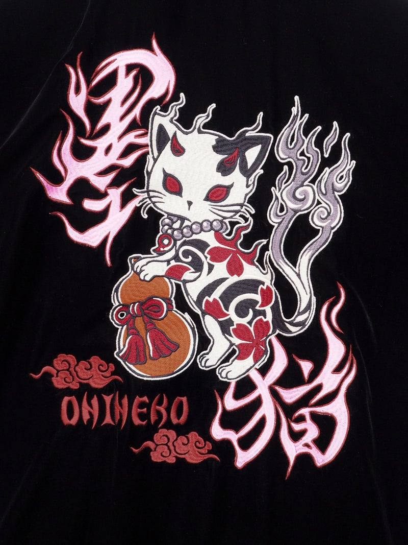 【SUMINEKO】“鬼猫”ベロア素材総刺繍ジャケット