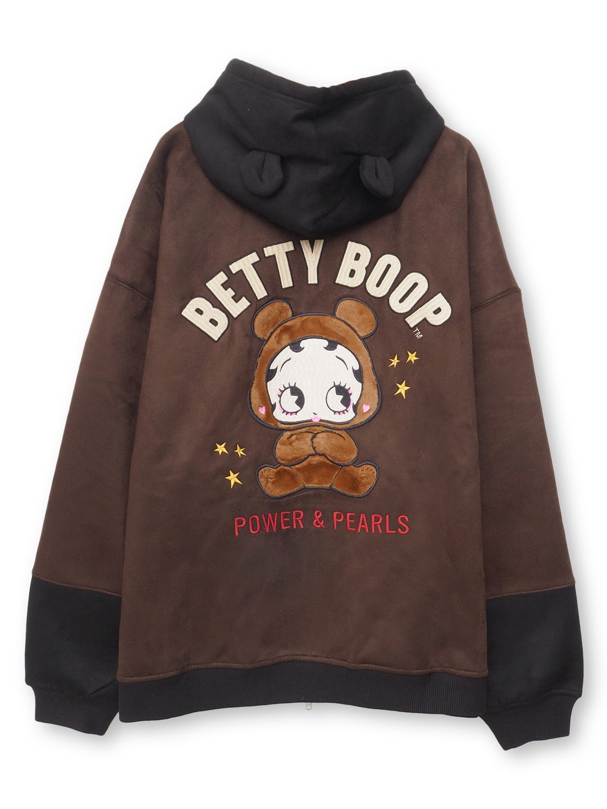 【BETTY BOOP】フェイクスウェード刺繍入りBIG ZIPパーカー