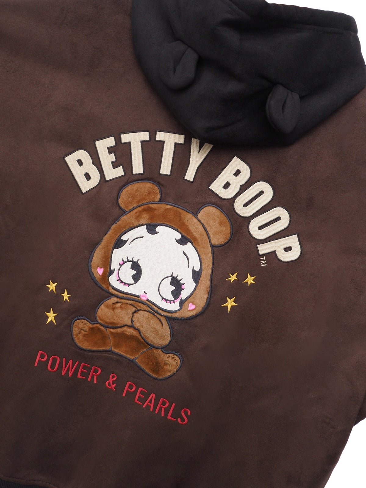 【BETTY BOOP】フェイクスウェード刺繍入りBIG ZIPパーカー