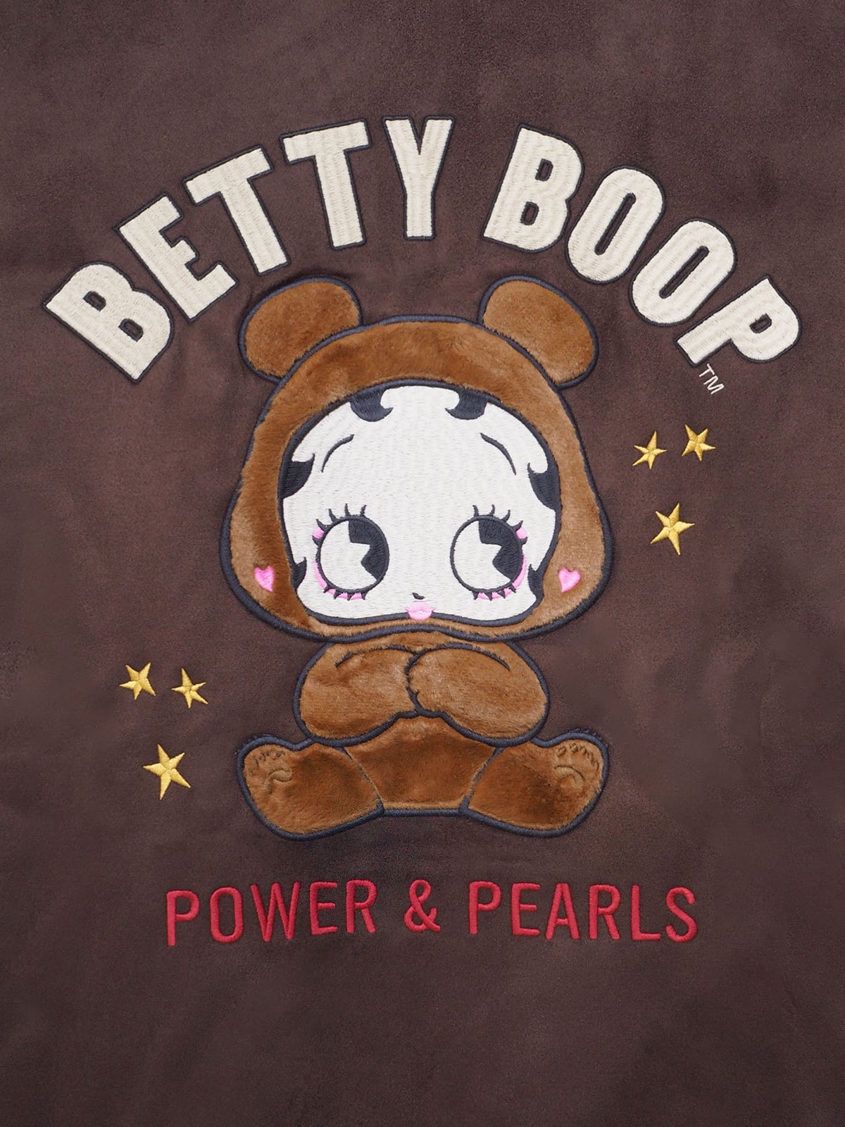 【BETTY BOOP】フェイクスウェード刺繍入りBIG ZIPパーカー