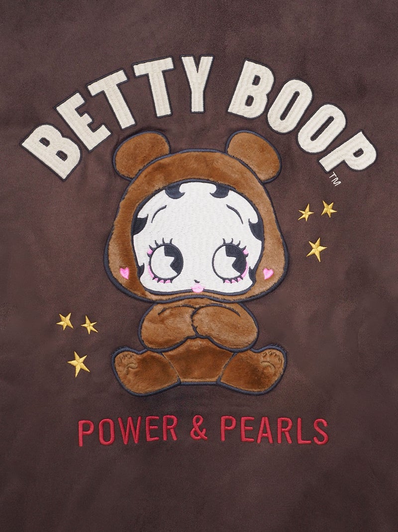 【BETTY BOOP】フェイクスウェード刺繍入りBIG ZIPパーカー