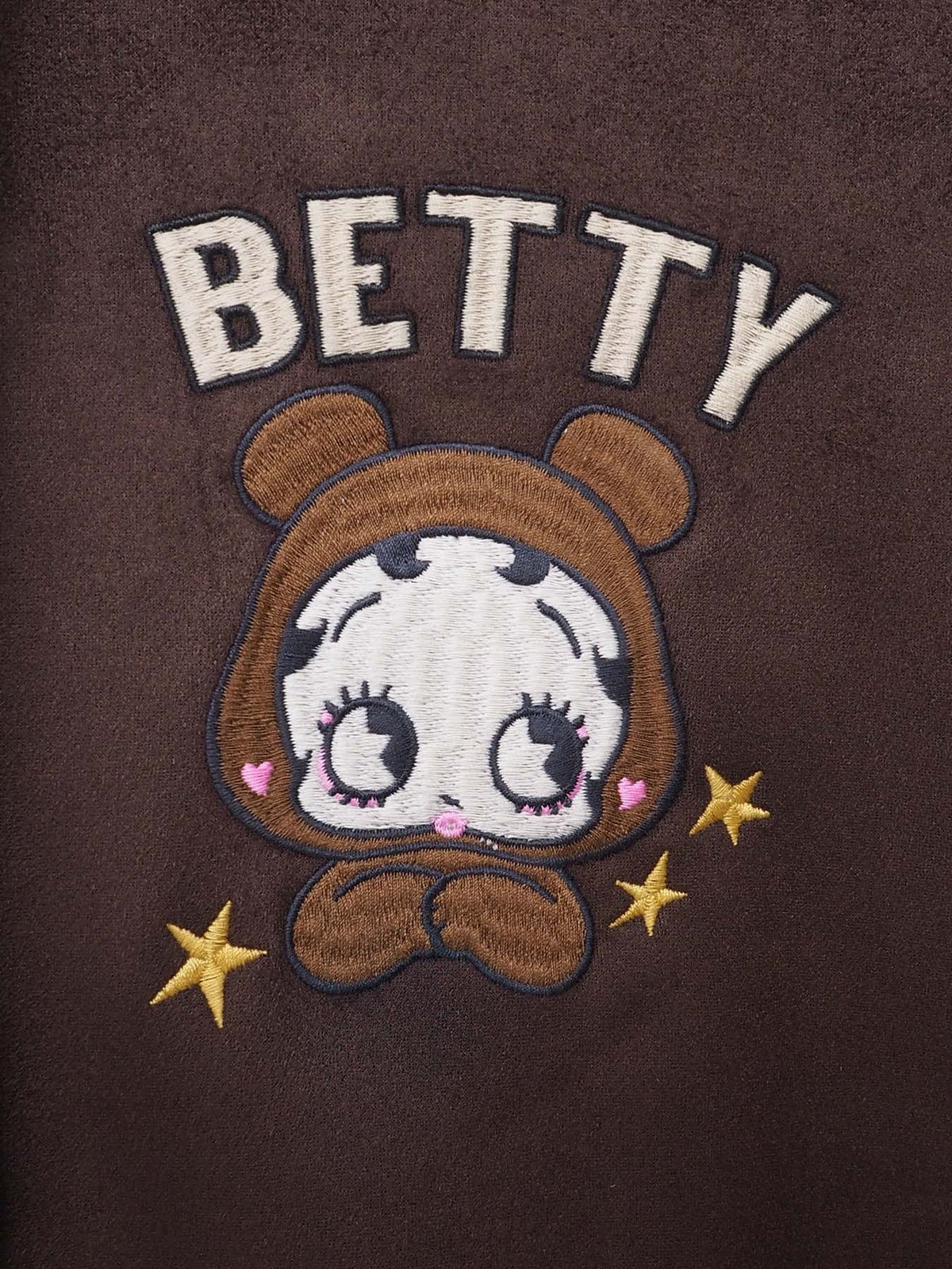 【BETTY BOOP】フェイクスウェード刺繍入りBIG ZIPパーカー