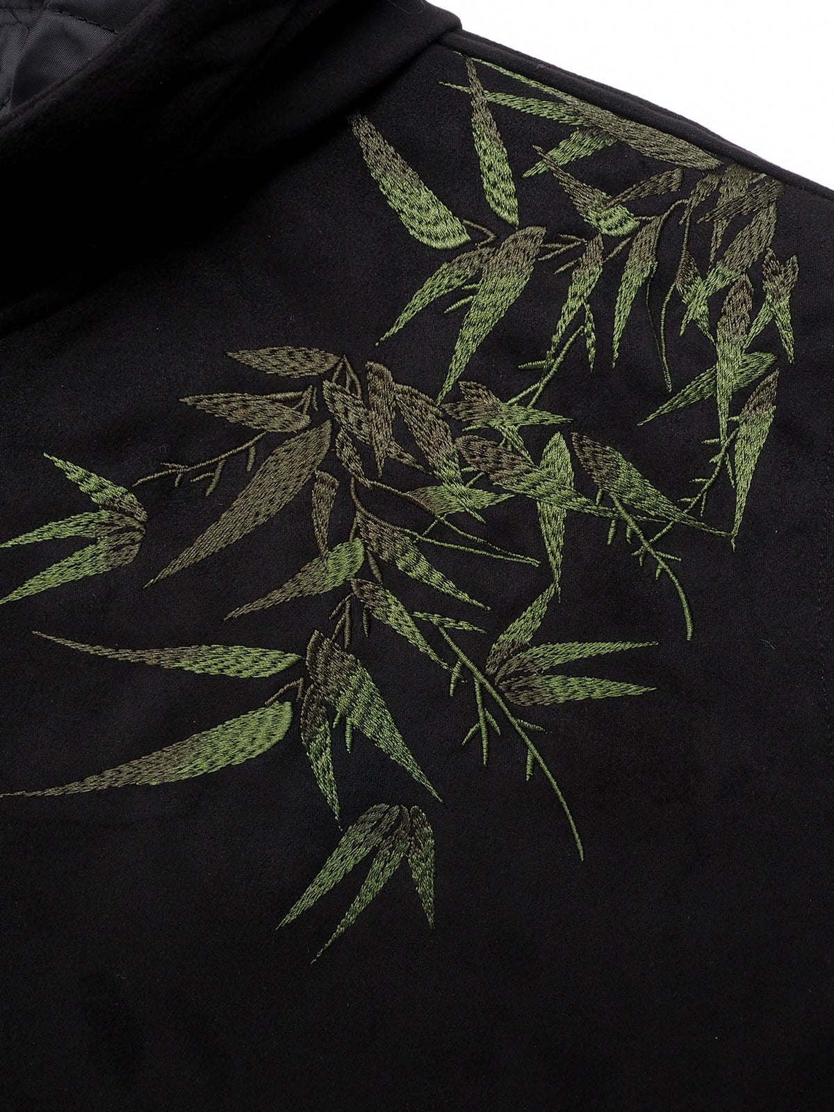 【絡繰魂】“荒波”総刺繍中綿入りフェイクスウェードZIPパーカー