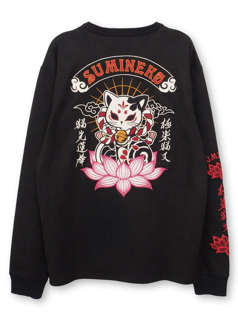 【SUMINEKO】“お猫様”刺繍入りフェイクスウェードBIGロンT
