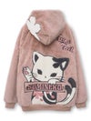 【SUMINEKO】“のぞき墨猫”フェイクファーBIGシルエットZIPパーカー