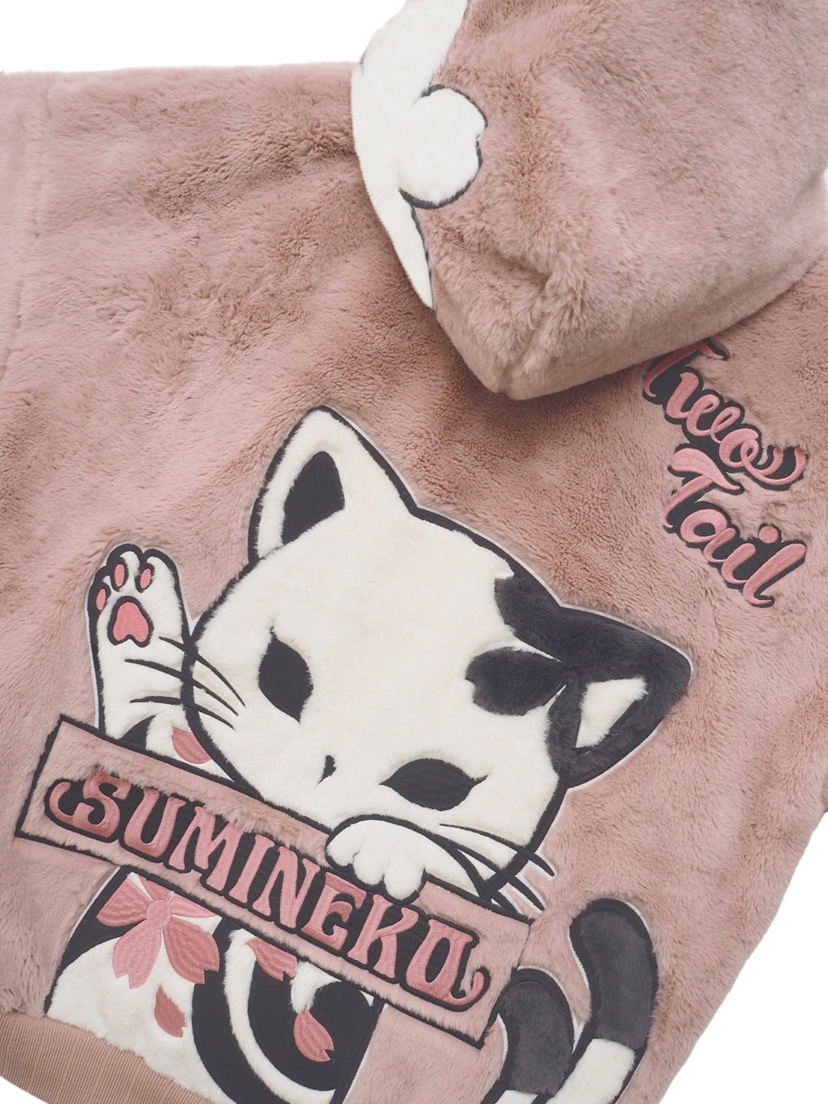 【SUMINEKO】“のぞき墨猫”フェイクファーBIGシルエットZIPパーカー