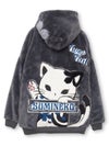 【SUMINEKO】“のぞき墨猫”フェイクファーBIGシルエットZIPパーカー