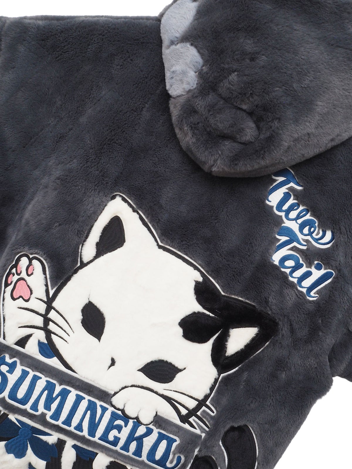 【SUMINEKO】“のぞき墨猫”フェイクファーBIGシルエットZIPパーカー