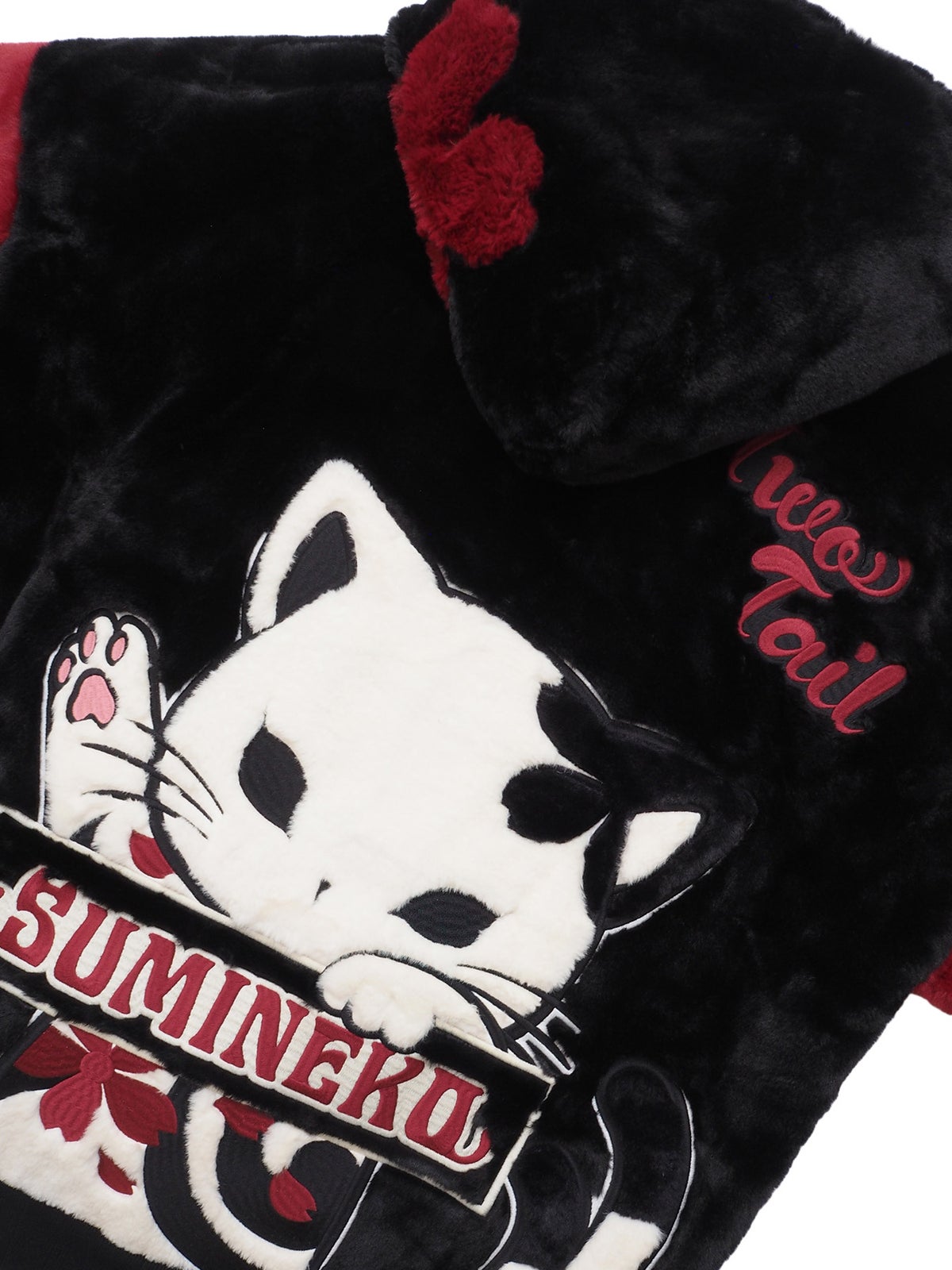 【SUMINEKO】“のぞき墨猫”フェイクファーBIGシルエットZIPパーカー