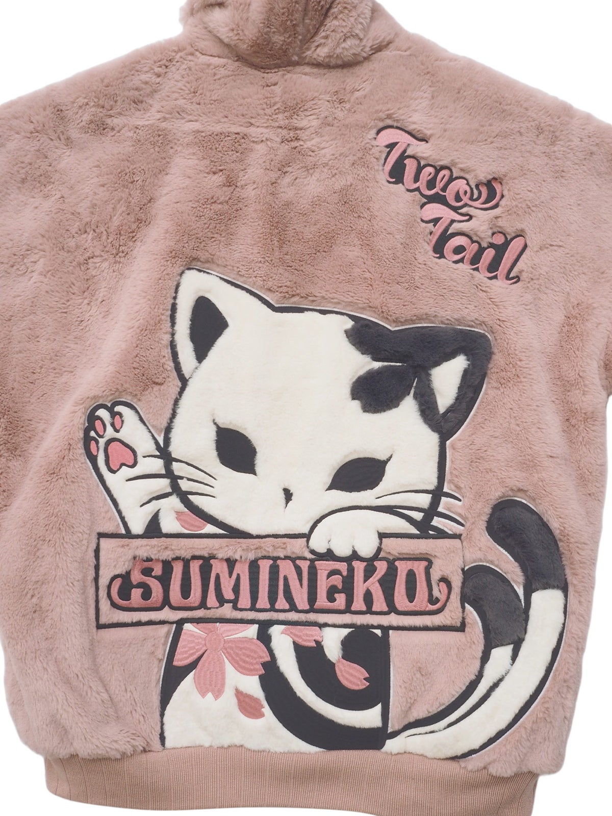 【SUMINEKO】“のぞき墨猫”フェイクファーBIGシルエットZIPパーカー