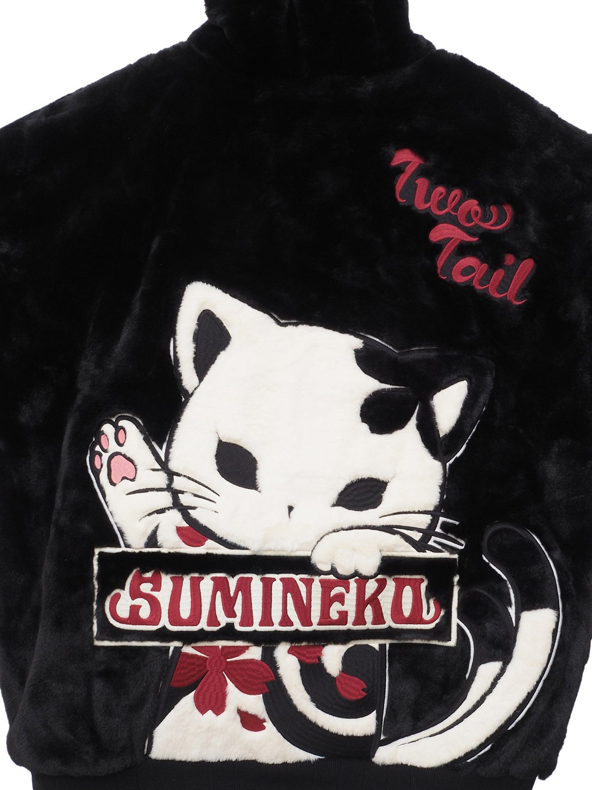 【SUMINEKO】“のぞき墨猫”フェイクファーBIGシルエットZIPパーカー