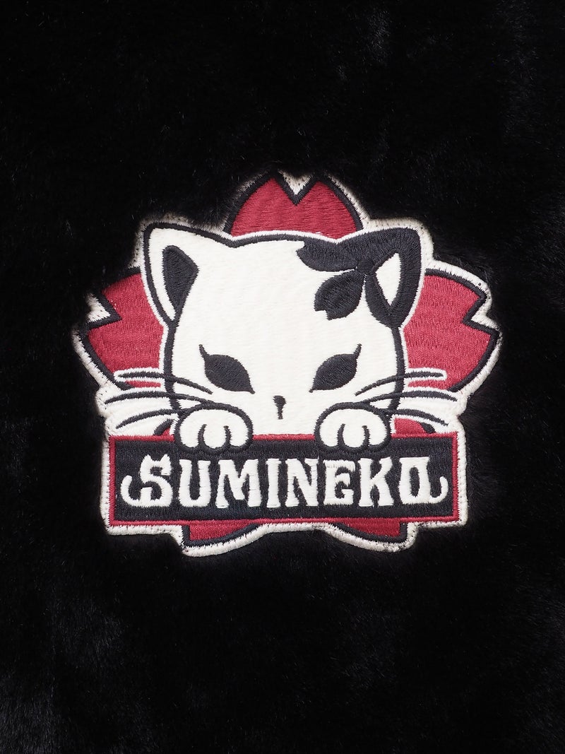 【SUMINEKO】“のぞき墨猫”フェイクファーBIGシルエットZIPパーカー