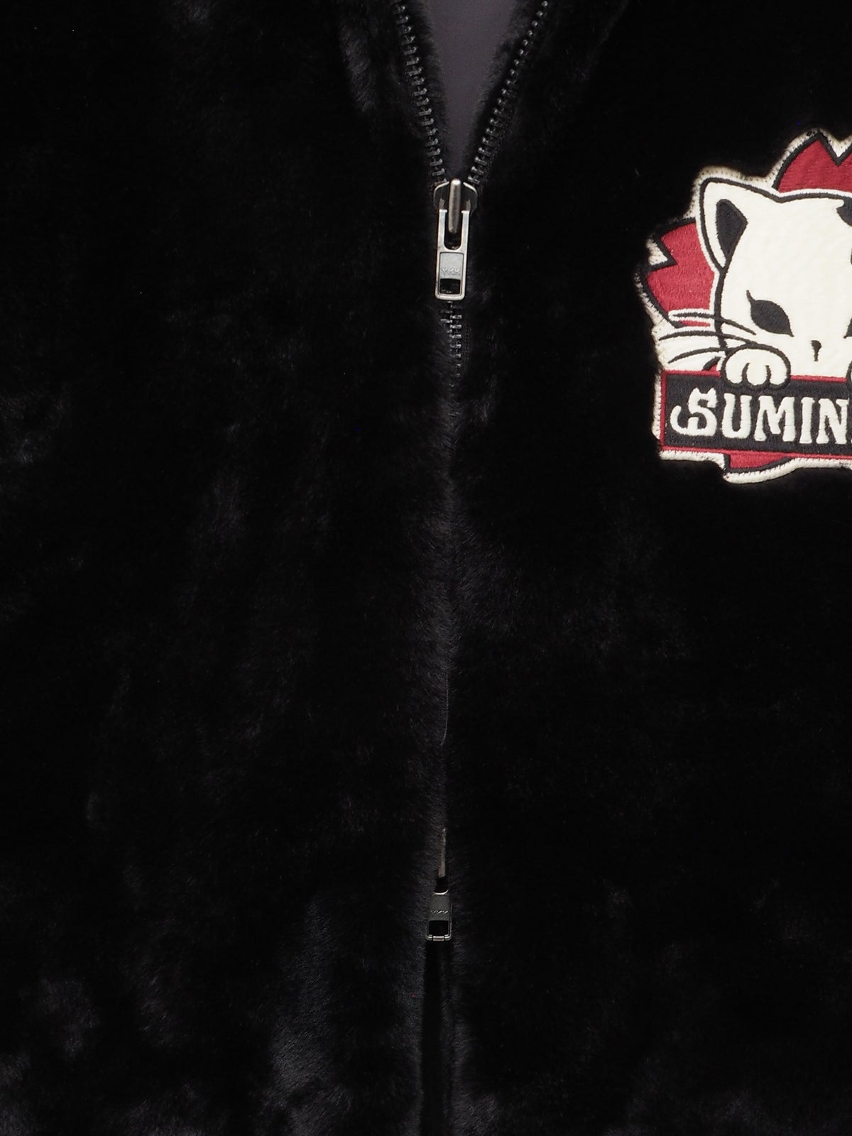 【SUMINEKO】“のぞき墨猫”フェイクファーBIGシルエットZIPパーカー