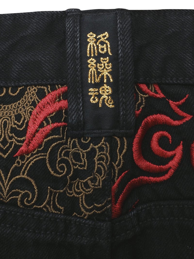  【絡繰魂・頂】“大口真神”総刺繍デニムパンツ〔別注〕