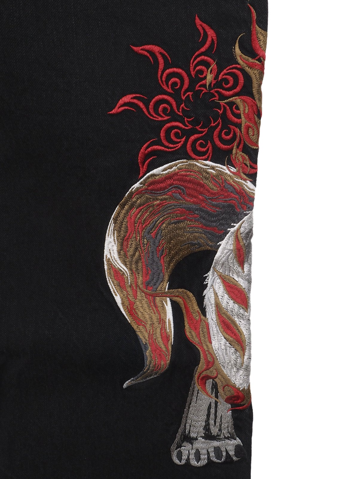  【絡繰魂・頂】“大口真神”総刺繍デニムパンツ〔別注〕